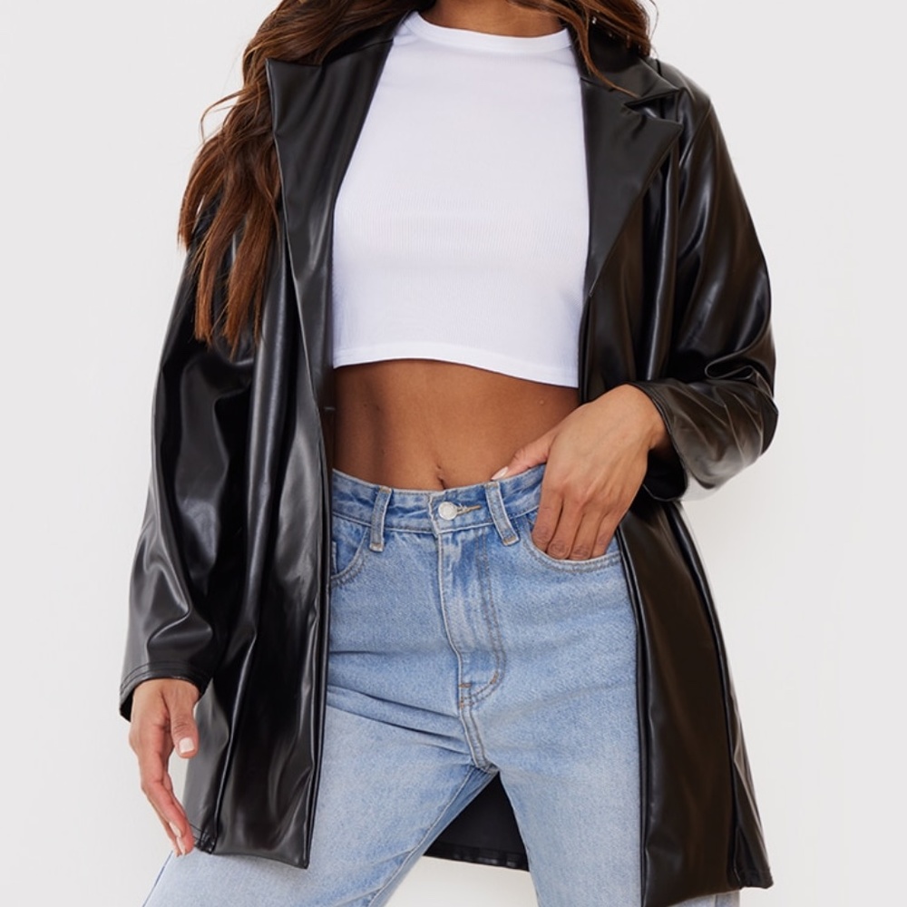 Oversized Black Leather Jacket